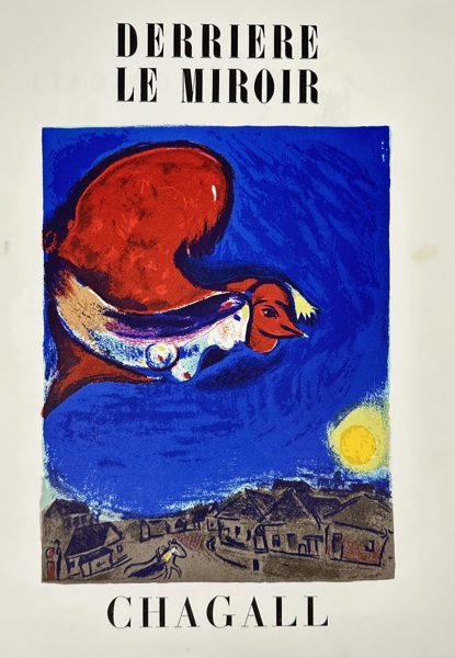 Marc Chagall (1887–1985) – Derrière le Miroir – Cover Lithograph – Le Coq Rouge au-dessus du Village (1969)
