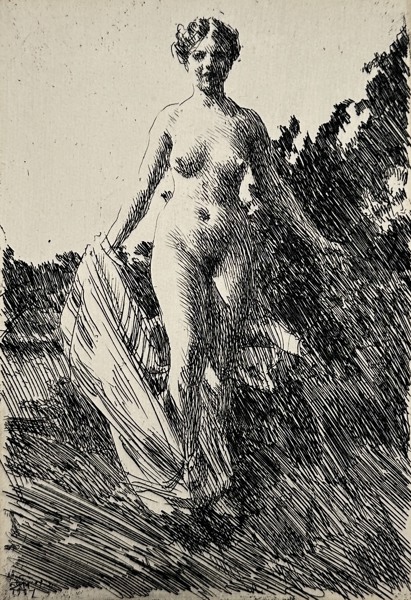 Anders Zorn (1860-1920) - Framed Etching ”Summer" signed in plate