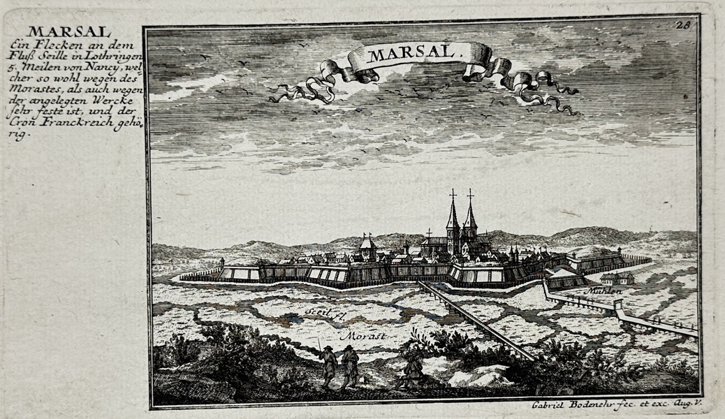Gabriel Bodenehr the Elder (1664–1758) – Marsal – Copperplate Engraving of the Fortified Town in Lorraine (Early 18th Century)