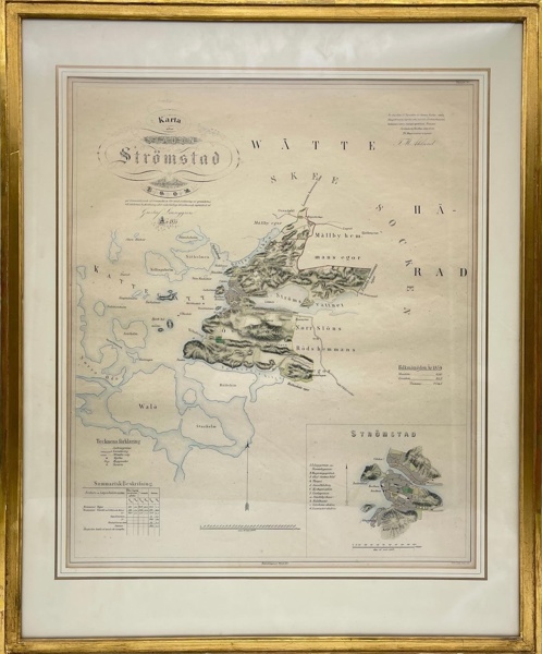 Erik Gustaf Ljunggren – Map of Strömstad, Bohuslän, Skagerrak, Västra Götaland – Hand-Coloured Copperplate Engraving (c.1880)