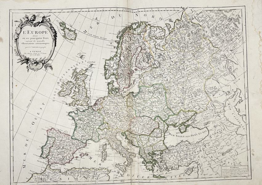 Jean-Baptiste Louis Clouet (1730–1790) – Map of Europe / L’Europe divisée en ses principaux États – Large Copperplate Engraving (Venice, c.1775)