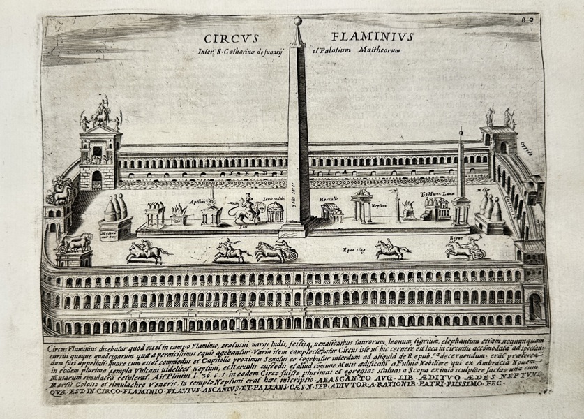 Giovanni Giacomo De Rossi (1627–1691) – Circus Flaminius – Copperplate Engraving from Splendore dell’Antica Roma (circa 1625)