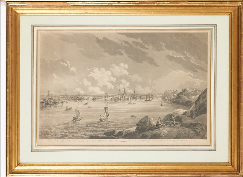Johan Fredrik Martin (1755–1816) – View of Stockholm from Långholmen – Engraving (Late 18th Century)