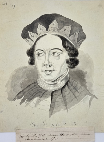 Br. Se Sacher – Portrait of the Author of the Mystères de Sacher – Ink Wash Drawing (1830)