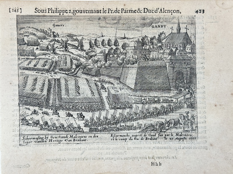 Willem Baudartius – Skirmish Near Ghent (Gand), Belgium – From “Les Guerres de Flandres” – Engraving (1616)