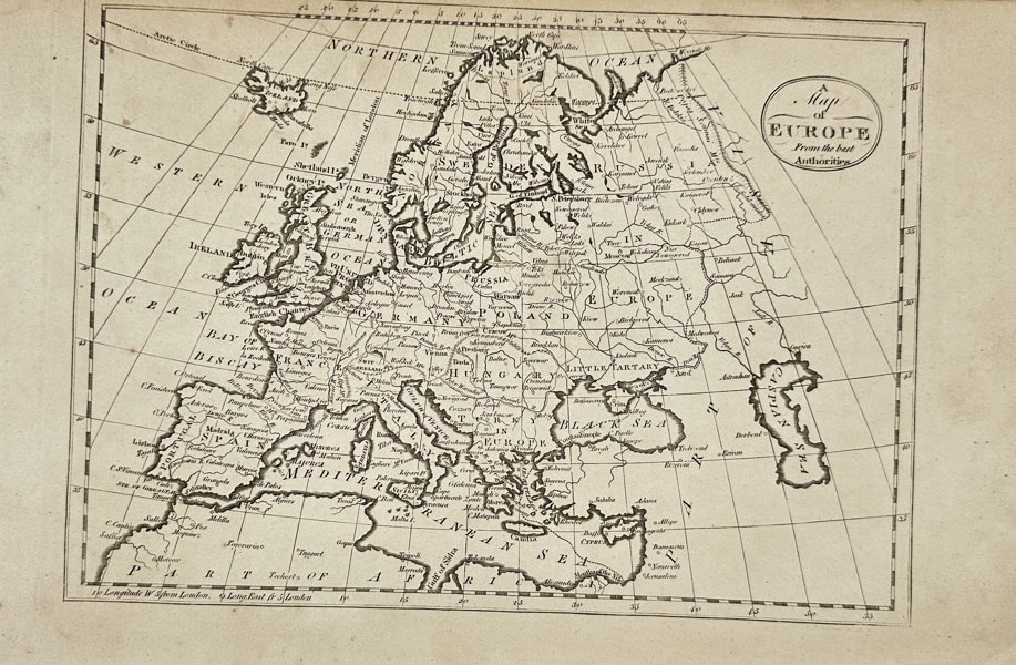 Thomas Bowen (c.1733–1790) – Map of Europe / Map of Europe from the best Authorities – Engraved Map (1811)