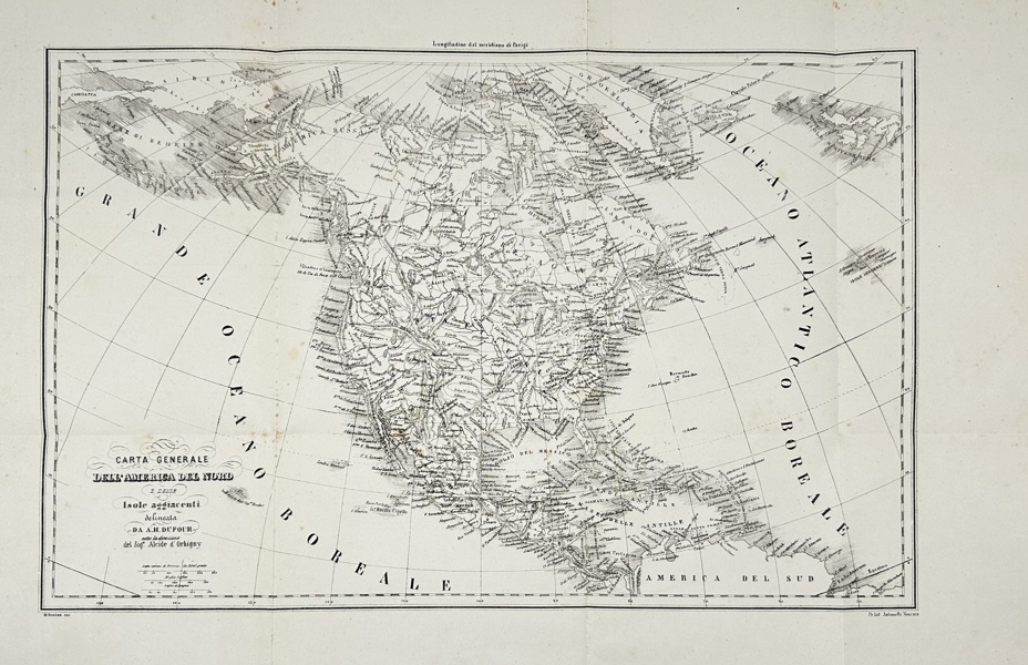 Auguste-Henri Dufour (1798–1865) – Map of North America / Carta Generale dell’America del Nord – Engraved Map (Mid-19th Century)