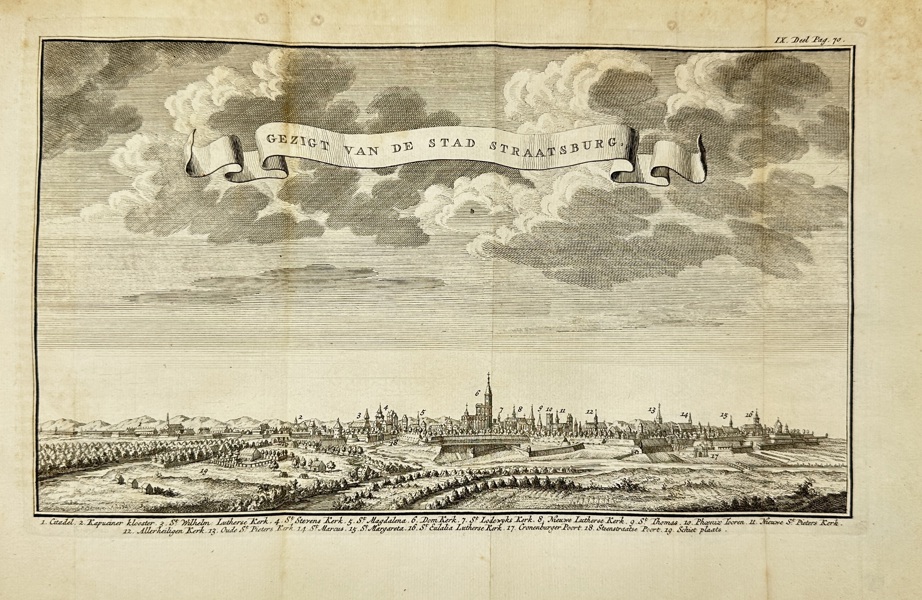 Pieter van der Aa (1659–1733) – Panoramic View of Strasbourg / Gezigt van de Stad Straatsburg – Engraved Print (c.1725–1740)