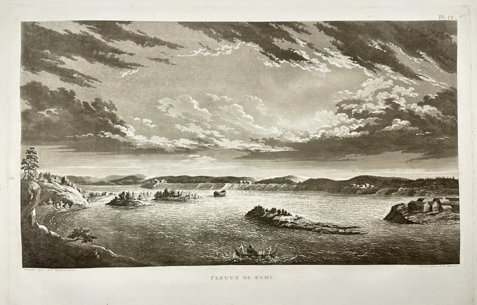 Anders Fredrik Skjöldebrand (1757–1834) – View of the Kemi River / Fleuve de Kemi – Aquatint Engraving (1802)
