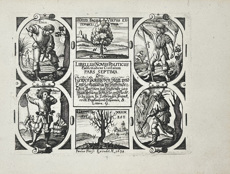 Daniel Meisner (1585–1625) – Title Page – Libellus Novus Politicus Emblematibus Civitatum Pars Septima – Engraved Print (1638)