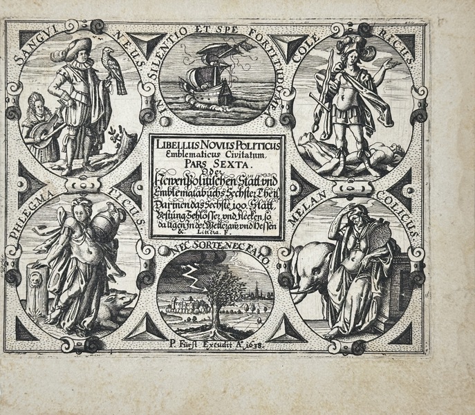 Daniel Meisner (1585–1625) – Title Page – Libellus Novus Politicus Emblematibus Civitatum Pars Sexta – Engraved Print (1638)