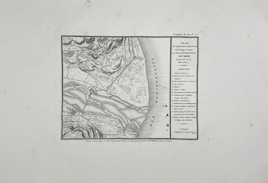 Ambroise Tardieu (1788–1841) – Plan of the Defense of the Pont du Var under General Suchet – Engraved Map (1800)