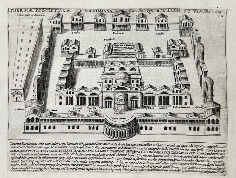 Giacomo Lauro (active c. 1585–1645) – Thermae Diocletianae et Maximianae – Engraving from Antiquae Urbis Splendor (1641)