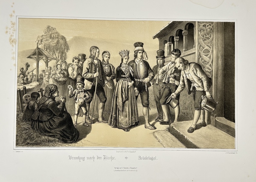 J.B. Sonderland (19th Century) – Brautzug nach der Kirche (Bridal Procession to the Church) – Lithograph (19th Century)