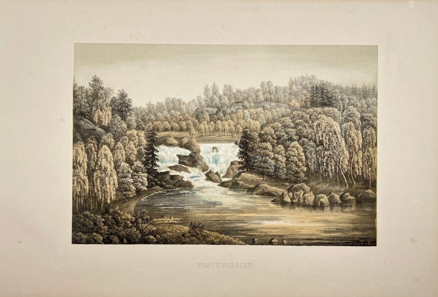 Ulrik Thersner (1779–1828) – Brattforssen in Sweden – Antique Engraving from Fordna och närvarande Sverige (1828–1867)