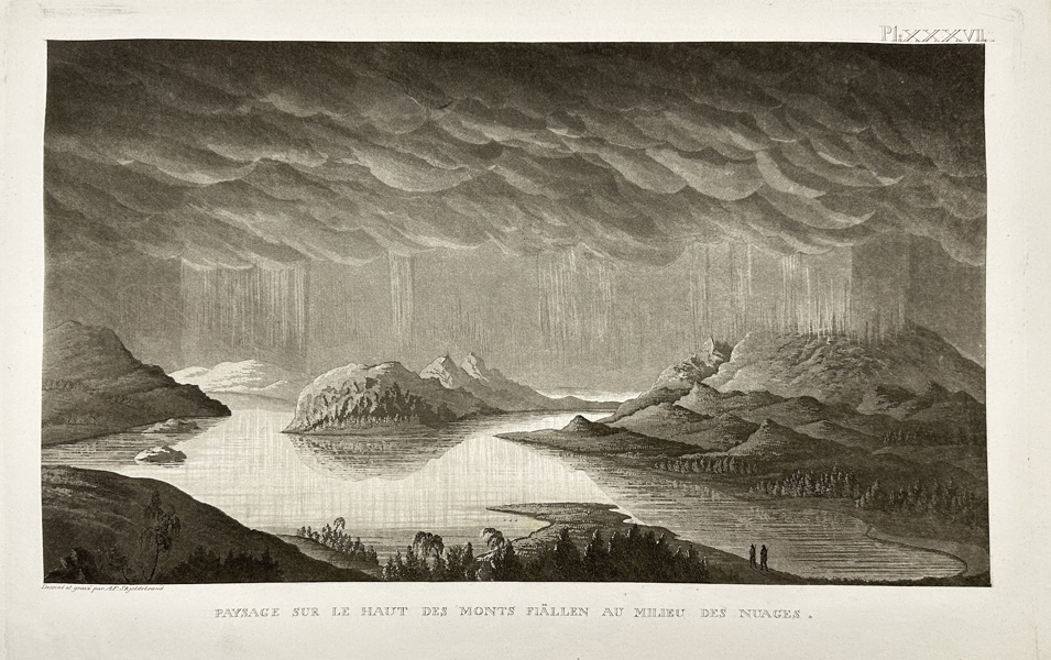 Anders Fredrik Skjöldebrand (1749–1834) – Landscape at the Summit of the Fällén Mountains Amidst the Clouds – Engraving (1801–1802)