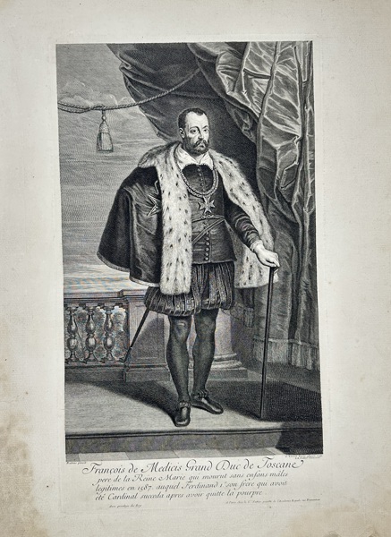Gérard Edelinck (1640–1707) after Peter Paul Rubens – Portrait of Francesco I de’ Medici, Grand Duke of Tuscany – Engraving (Late 17th Century)