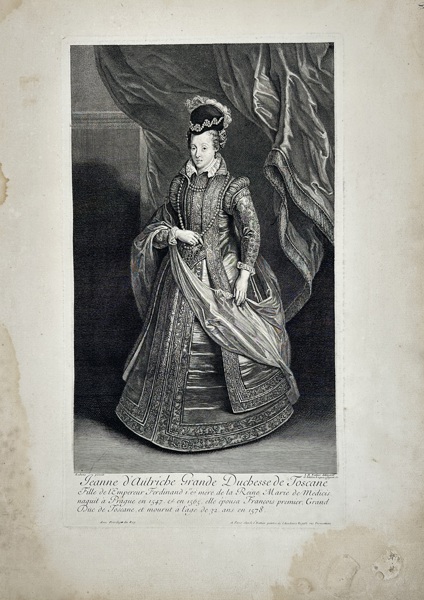 Gérard Edelinck (1640–1707) after Peter Paul Rubens – Portrait of Joanna of Austria, Grand Duchess of Tuscany – Engraving (Late 17th Century)
