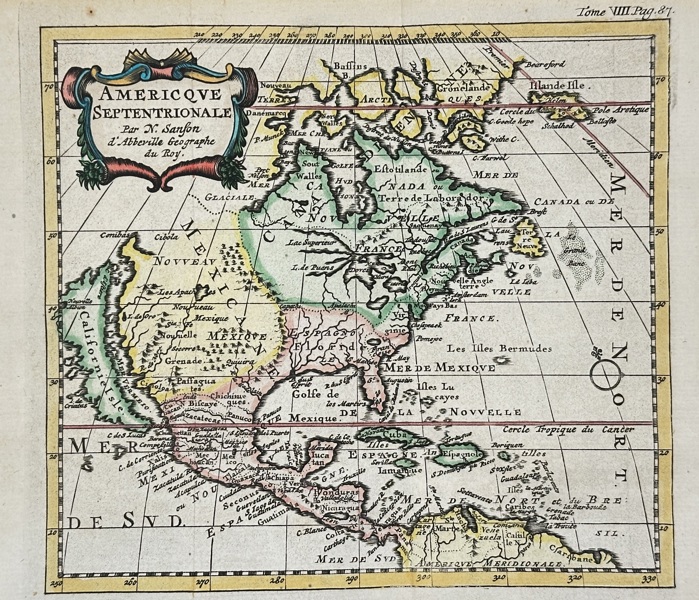 Nicolas Sanson (1600–1667) – Map of North America – Americqve Septentrionale - Antique Hand-Colored (17th Century)