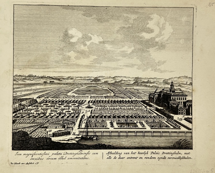 Petrus Schenk the Younger (1660–1718) – View of Drottningholm Palace and Gardens – Engraving (Late 17th – Early 18th Century)