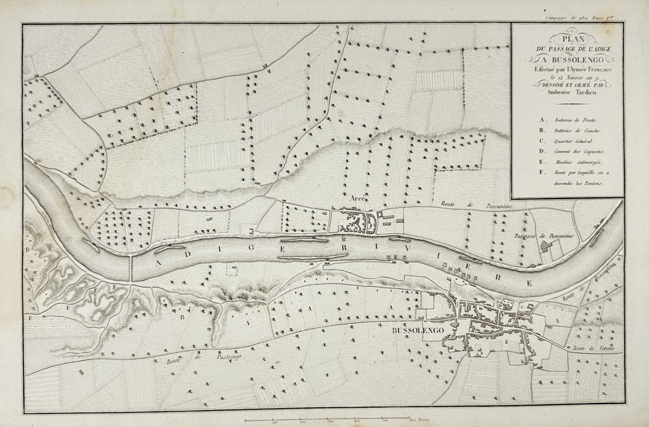 Ambroise Tardieu (1788–1841) – Plan of the Passage of the Adige at Bussolengo – Engraving (Early 19th Century)