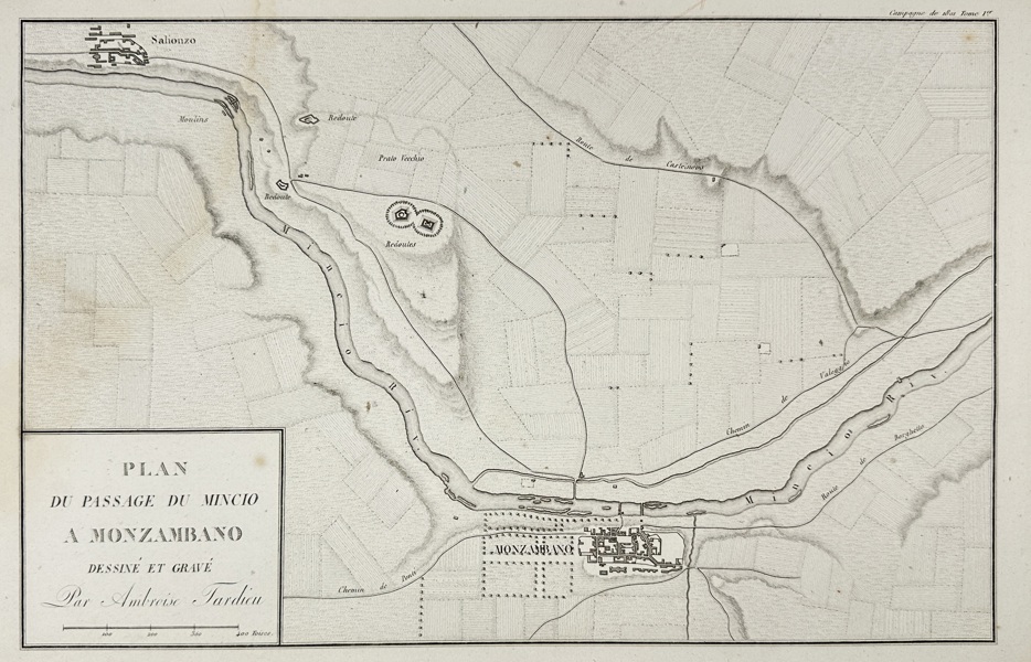 Ambroise Tardieu (1788–1841) – Plan of the Passage of the Mincio River at Monzambano – Engraving (Early 19th Century)