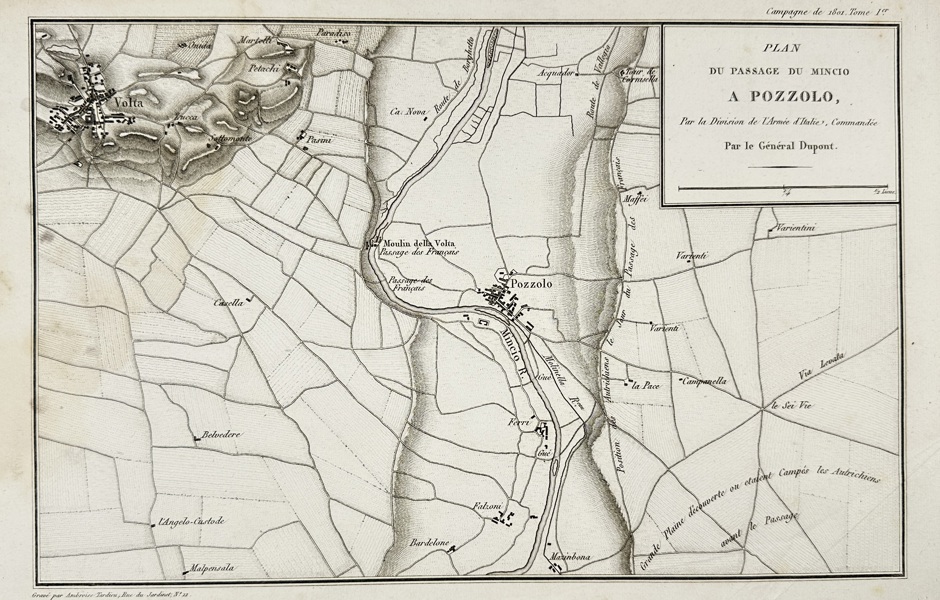 Ambroise Tardieu (1788–1841) – Plan of the Passage of the Mincio River at Pozzolo – Engraving (Early 19th Century)