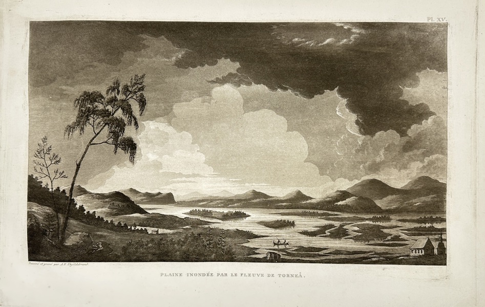 Anders Fredrik Skjöldebrand (1757–1834) – Flooded Plain of the Torneå River (Plaine inondée par le fleuve de Torneå) – Engraving (1805)