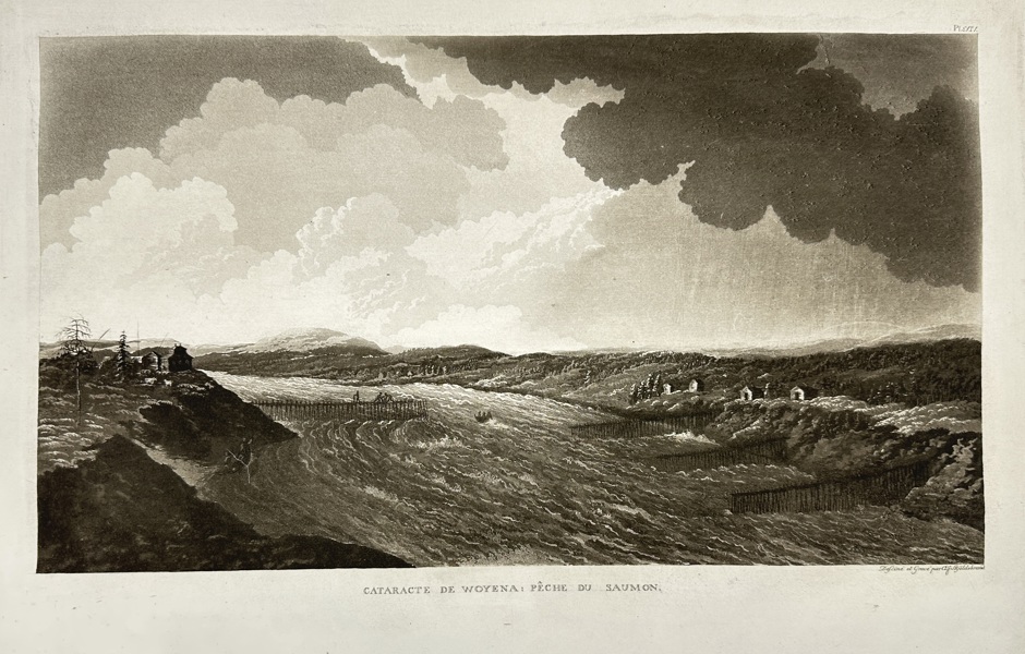 Anders Fredrik Skjöldebrand (1757–1834) – Cataract of Woyena: Salmon Fishing (Cataracte de Woyena: Pêche du Saumon) – Engraving (1805)