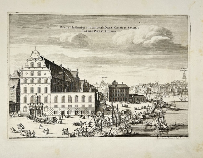 Erik Dahlbergh – View of the Palace of Count Carl Piper in Stockholm – Engraving (1690s)