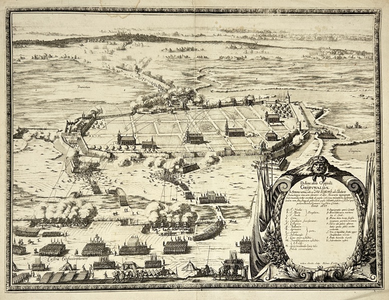 Samuel von Pufendorf (1632–1694) & Erik Dahlbergh – Siege View of the Town of Greifswald from De rebus a Carolo Gustavo Sveciae Regis – Engraving (c.1700)