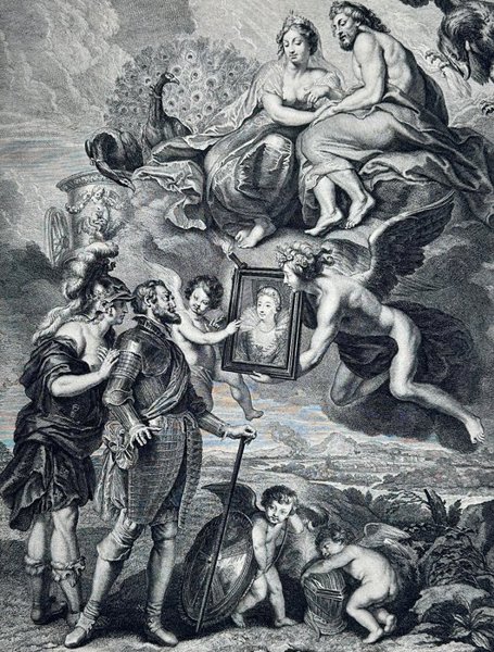 Jean-Baptiste Massé (1687–1767) after Peter Paul Rubens - Large Engraving - César n’admire qu’un astre unique – 1708
