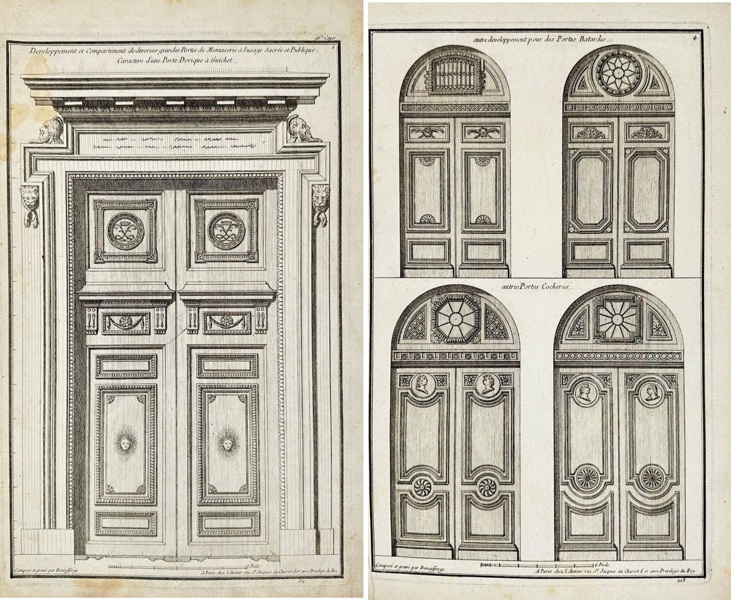 Jean-François de Neufforge – Set of 2 Antique Architectural Prints – Joinery Doors & Plan de fenêtre – Engravings (1770)