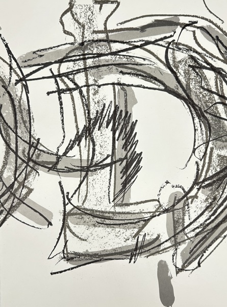 Jean-Paul Riopelle (1923–2002) – Abstract Form with Motion – Color Lithograph (c.1970s)