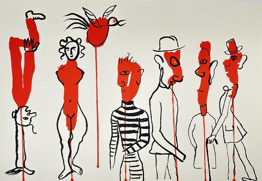 Alexander Calder (1898–1976) – Abstract Figures in Red and Black – Color Lithograph (c.1970s)