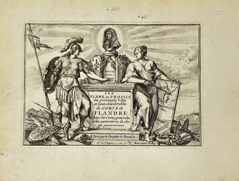 Sébastien de Pontault de Beaulieu (c.1612–1674) – Frontispiece to Les Plans et Profils des principales Villes et Lieux considérables du Comté de Flandre – Engraving (Late 17th Century)