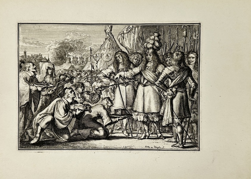 Romeyn de Hooghe (1646–1708) – Allegorical Tribute Scene to King Louis XIV – Engraving (Late 17th Century)