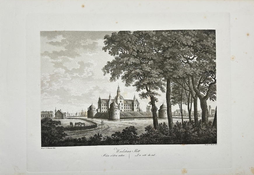Ulrik Thersner (1779–1828) – View of Swedish Castle – Engraving from Fordna och närvarande Sverige (1828–1867)
