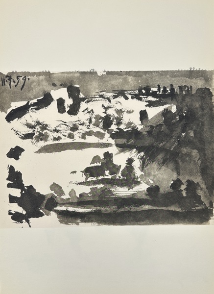 Pablo Picasso (1881–1973) – Landscape with Arena – Ink Lithograph from Toros y Toreros (1959)