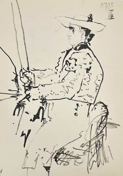 Pablo Picasso (1881–1973) – Picador Seated on Horseback – Ink Lithograph from Toros y Toreros (1959)