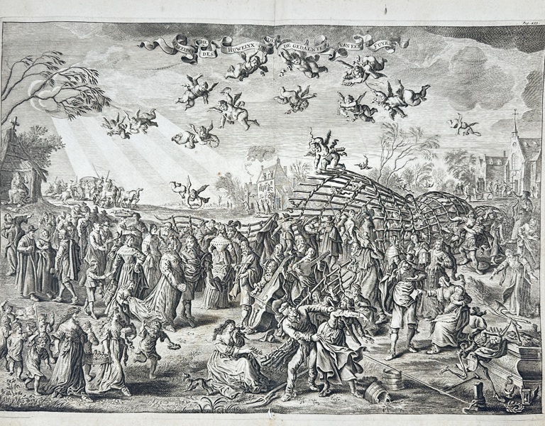 Romeyn de Hooghe (1645–1708) – De Gedachten van den Huwelijx – Double-Page Allegorical Engraving from Alle de Wercken by Jacob Cats (1726)