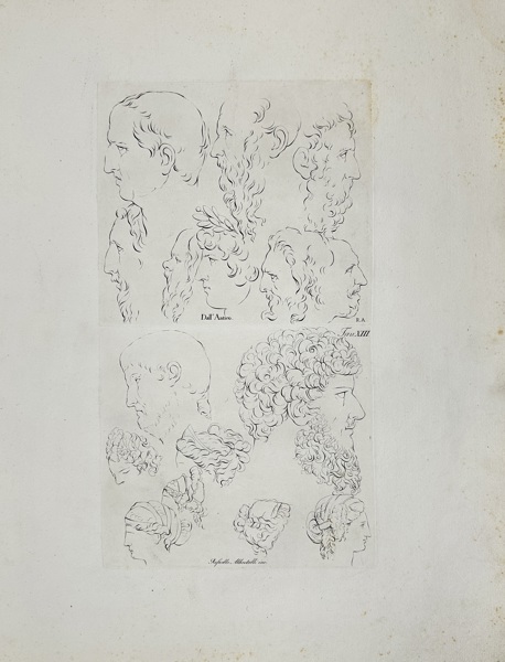 Raffaello Albertolli (1742–1839) – "Studies of Heads from Antiquity" – Engraving (c. 1770s)