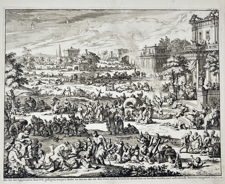 Willem Goeree (1635–1711) & Jan Luyken (1649–1712) – The Plague of Boils in Egypt – Engraving (Late 17th Century)