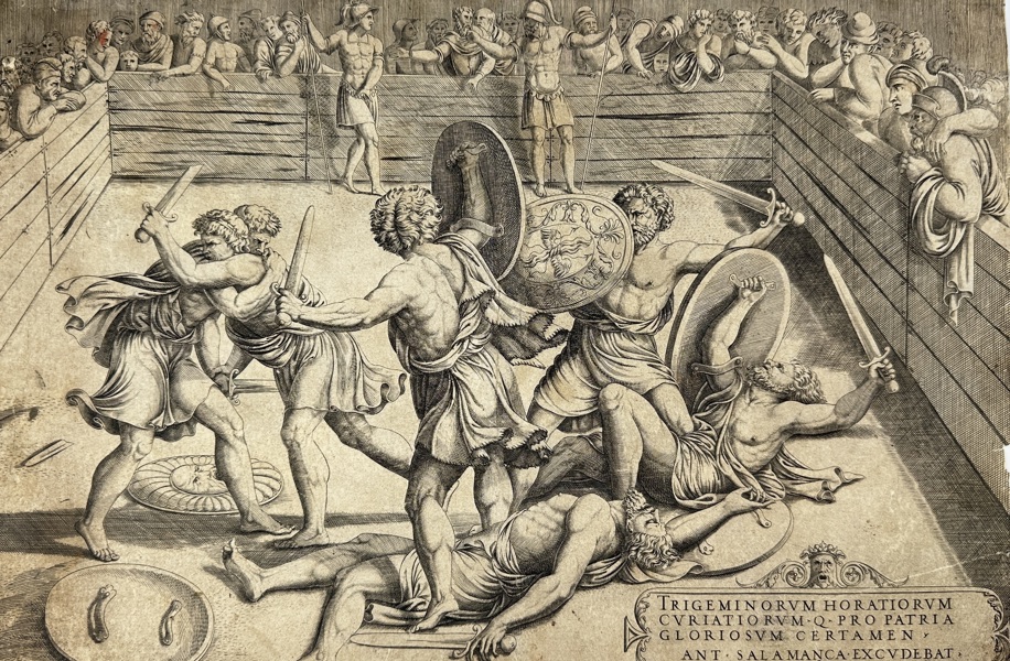 Giulio Romano (1499–1546) – The Fight Between the Horatii and the Curiatii – Engraving (1541)