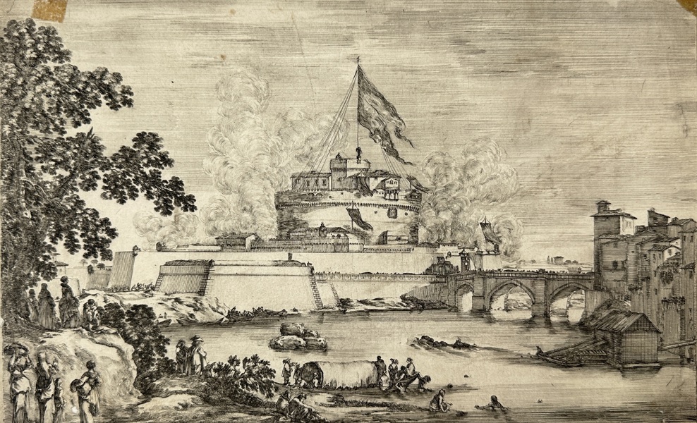 Stefano della Bella (1610–1664) – Castello Sant’Angelo in Rome Under Fire – Etching (c.1631–1637)