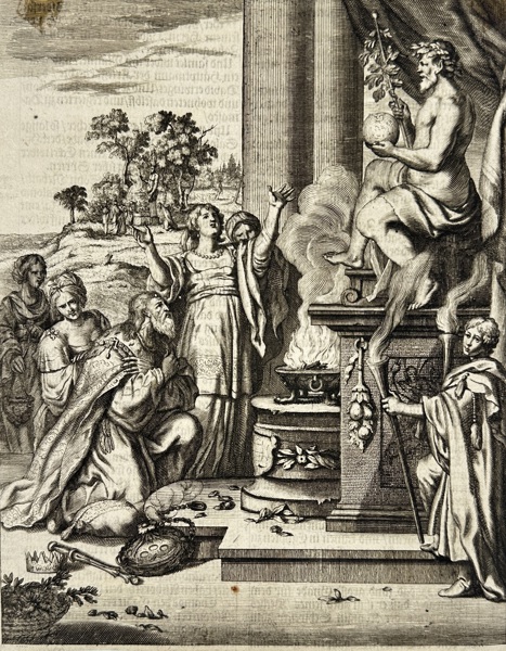 Matthias Scheits (1630–1700) – Solomon Worships Ashtoreth – Engraving from the Halma Bible (1710)