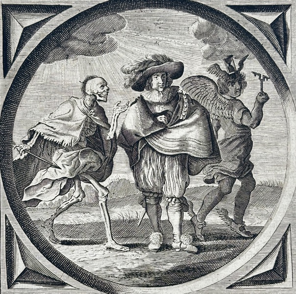 Adriaen Pietersz van de Venne (1589–1662) – Time Passes, Death Approaches – Etching from Christelycke Bedenckingen by Jacob Cats (17th Century)