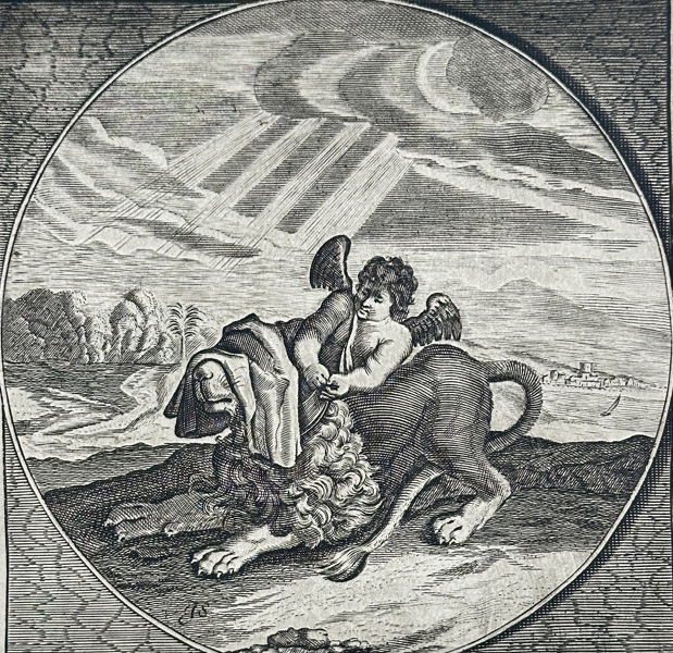 Adriaen Pietersz van de Venne (1589–1662) – Captis oculis, capitur bellua (The Beast Is Captured Through the Eyes) – Etching from Emblemata Moralia by Jacob Cats (17th Century)