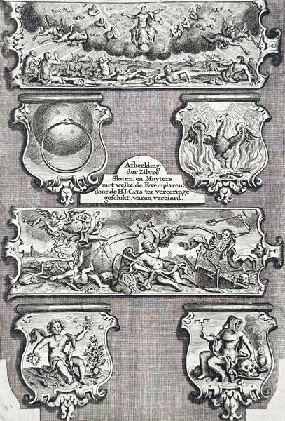 Adriaen Pietersz van de Venne (1589–1662) – Designs for Silverwork Illustrating Human Life – Etching from Alle de Wercken by Jacob Cats (17th Century)