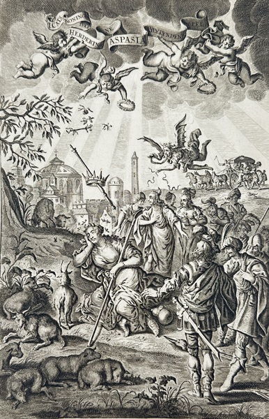 Adriaen Pietersz van de Venne (1589–1662) – Allegory of the Shepherd-King ASPASIA – Etching from Alle de Wercken by Jacob Cats (17th Century)